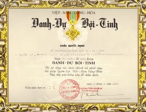 Citación de la Medalla de Honor de las Fuerzas Armadas de Vietnam (Primera Clase)